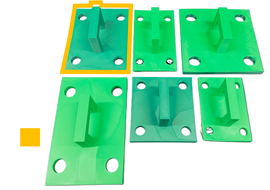 Source bracket and bracket test-shape variations used for object pick-up